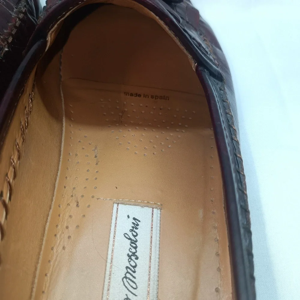 Sandro‎ Moscoloni Mens 10.5 Burgundy Leather Kiltie Tassel Loafers Casual Formal
